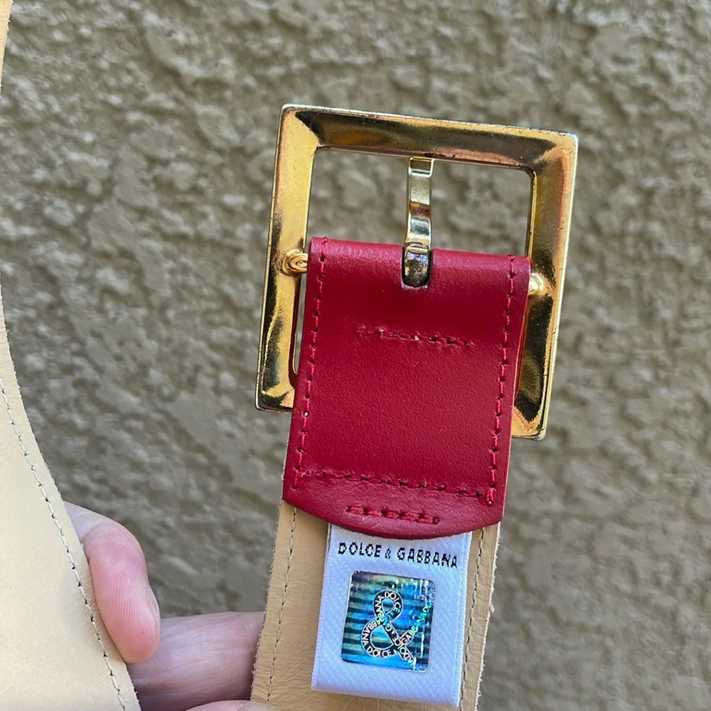 Vintage red/gold Dolce & Gabbana leather large belt
